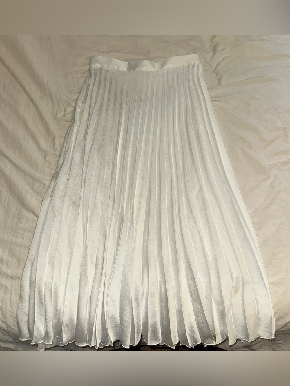 Vintage Ivory White Pleated Maxi Skirt Size XL